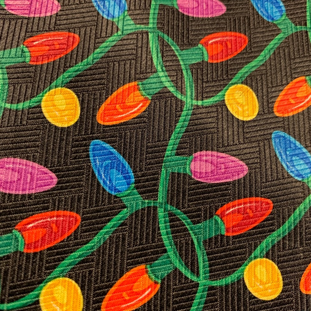 Christmas Tie Necktie Black with Multi-Color String Lights - Picture 2 of 4